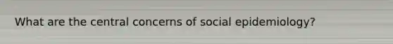 What are the central concerns of social epidemiology?