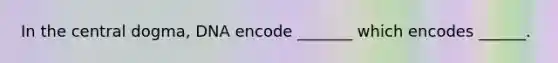 In the central dogma, DNA encode _______ which encodes ______.