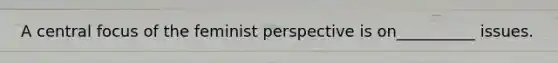 A central focus of the feminist perspective is on__________ issues.