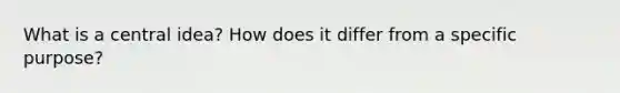 What is a central idea? How does it differ from a specific purpose?