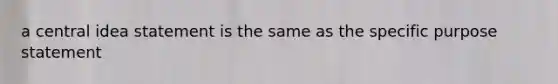 a central idea statement is the same as the specific purpose statement