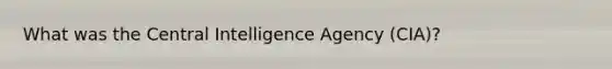 What was the Central Intelligence Agency (CIA)?