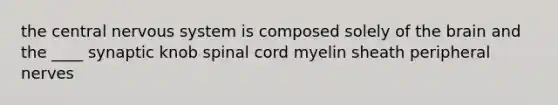 the central nervous system is composed solely of the brain and the ____ synaptic knob spinal cord myelin sheath peripheral nerves