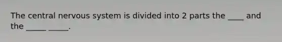The central nervous system is divided into 2 parts the ____ and the _____ _____.