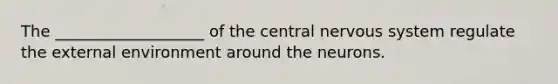 The ___________________ of the central nervous system regulate the external environment around the neurons.