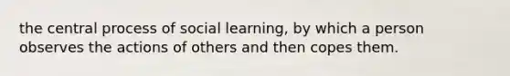 the central process of social learning, by which a person observes the actions of others and then copes them.