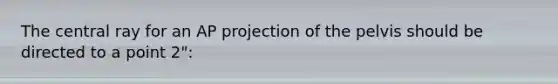 The central ray for an AP projection of the pelvis should be directed to a point 2":