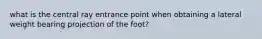 what is the central ray entrance point when obtaining a lateral weight bearing projection of the foot?