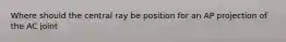 Where should the central ray be position for an AP projection of the AC joint