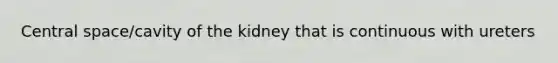 Central space/cavity of the kidney that is continuous with ureters