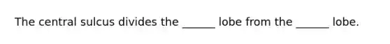 The central sulcus divides the ______ lobe from the ______ lobe.