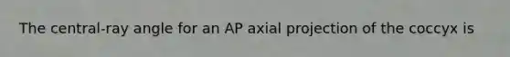 The central-ray angle for an AP axial projection of the coccyx is