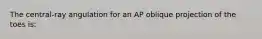 The central-ray angulation for an AP oblique projection of the toes is: