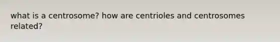 what is a centrosome? how are centrioles and centrosomes related?