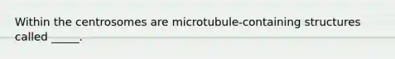 Within the centrosomes are microtubule-containing structures called _____.