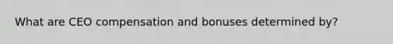 What are CEO compensation and bonuses determined by?