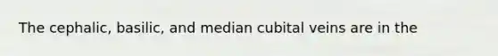 The cephalic, basilic, and median cubital veins are in the