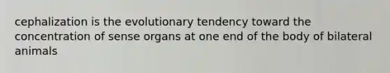 cephalization is the evolutionary tendency toward the concentration of sense organs at one end of the body of bilateral animals