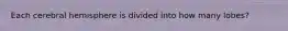 Each cerebral hemisphere is divided into how many lobes?