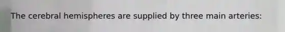 The cerebral hemispheres are supplied by three main arteries: