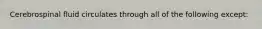 Cerebrospinal fluid circulates through all of the following except: