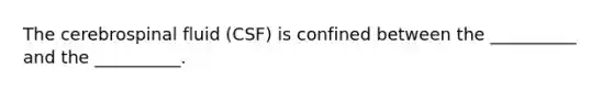 The cerebrospinal fluid (CSF) is confined between the __________ and the __________.