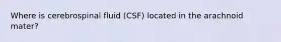 Where is cerebrospinal fluid (CSF) located in the arachnoid mater?