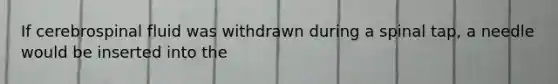 If cerebrospinal fluid was withdrawn during a spinal tap, a needle would be inserted into the