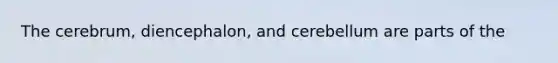 The cerebrum, diencephalon, and cerebellum are parts of the