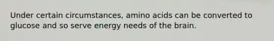 Under certain circumstances, amino acids can be converted to glucose and so serve energy needs of the brain.