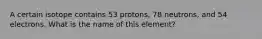 A certain isotope contains 53 protons, 78 neutrons, and 54 electrons. What is the name of this element?