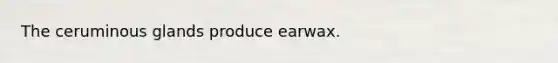 The ceruminous glands produce earwax.