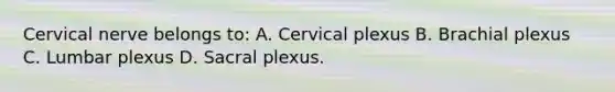 Cervical nerve belongs to: A. Cervical plexus B. Brachial plexus C. Lumbar plexus D. Sacral plexus.