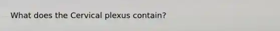 What does the Cervical plexus contain?