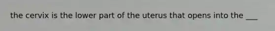 the cervix is the lower part of the uterus that opens into the ___