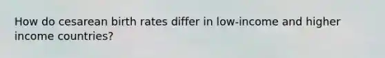 How do cesarean birth rates differ in low-income and higher income countries?