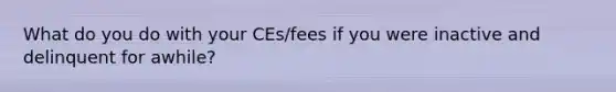 What do you do with your CEs/fees if you were inactive and delinquent for awhile?