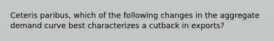 Ceteris paribus, which of the following changes in the aggregate demand curve best characterizes a cutback in exports?