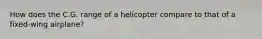 How does the C.G. range of a helicopter compare to that of a fixed-wing airplane?