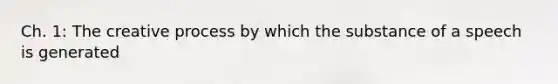 Ch. 1: The creative process by which the substance of a speech is generated