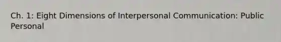 Ch. 1: Eight Dimensions of Interpersonal Communication: Public Personal