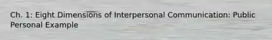 Ch. 1: Eight Dimensions of Interpersonal Communication: Public Personal Example