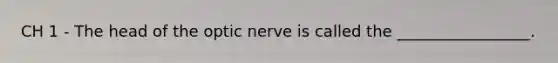 CH 1 - The head of the optic nerve is called the _________________.