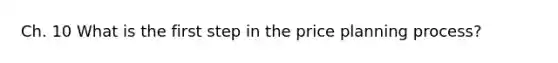 Ch. 10 What is the first step in the price planning process?