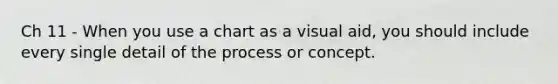 Ch 11 - When you use a chart as a visual aid, you should include every single detail of the process or concept.