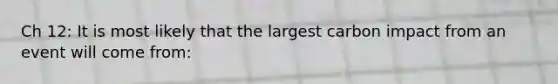 Ch 12: It is most likely that the largest carbon impact from an event will come from: