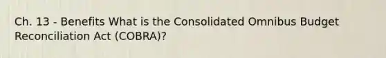 Ch. 13 - Benefits What is the Consolidated Omnibus Budget Reconciliation Act (COBRA)?