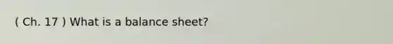 ( Ch. 17 ) What is a balance sheet?