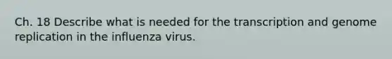 Ch. 18 Describe what is needed for the transcription and genome replication in the influenza virus.