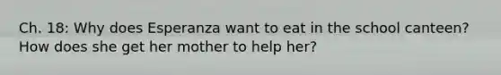 Ch. 18: Why does Esperanza want to eat in the school canteen? How does she get her mother to help her?